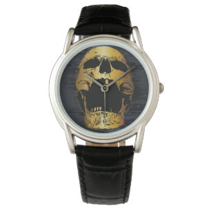 Metallic Gold Skull - Golden Screaming Skull Horloge