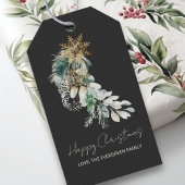 Metallic Gold Snowflake Waterverf Kerst Cadeaulabel