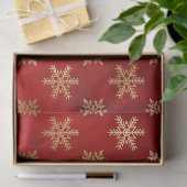 Metallic Gold Snowflakes op de rode lospagina Tissuepapier (Geschenk)
