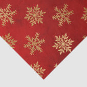 Metallic Gold Snowflakes op de rode lospagina Tissuepapier (Detail)