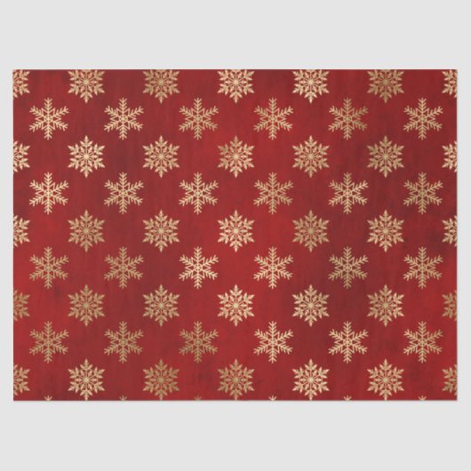 Metallic Gold Snowflakes op de rode lospagina Tissuepapier (Voorkant)