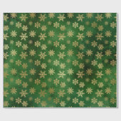 Metallic Gold Snowflakes op groene Cadeaupapier (Vlak)