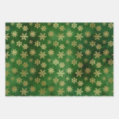 Metallic Gold Snowflakes op groene Inpakpapier Vel (Voorkant)