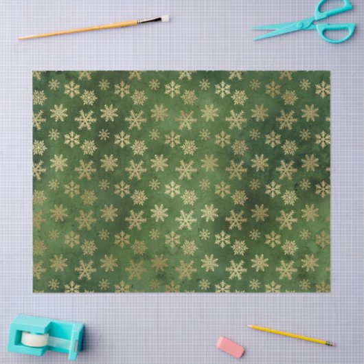 Metallic Gold Snowflakes op groene ontkoppeling Tissuepapier (Craft)