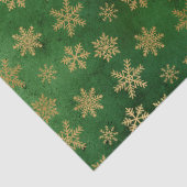 Metallic Gold Snowflakes op groene ontkoppeling Tissuepapier (Detail)