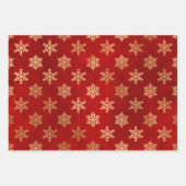 Metallic Gold Snowflakes op rood Inpakpapier Vel (Voorkant 3)