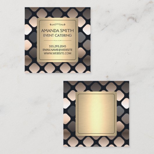 Metallic Gold Square Patronen Vierkante Visitekaartje (Voorkant / Achterkant)