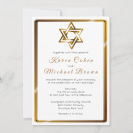 Metallic Gold Star van David Jewish Wedding Kaart