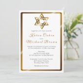 Metallic Gold Star van David Jewish Wedding Kaart (Staand voorkant)