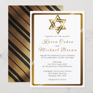 Metallic Gold Star van David Jewish Wedding Kaart