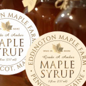 Metallic Gold State Name Maple Syrup met Leaf Ronde Sticker