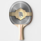 Metallic Gold Steel trompe l’oeil Monogram Tafeltennisbatje (Voorkant)