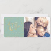 Metallic Gold Stippen Mint Cheers New Years Vakant Feestdagenkaart (Voorkant)