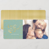 Metallic Gold Stippen Mint Cheers New Years Vakant Feestdagenkaart (Voorkant / Achterkant)