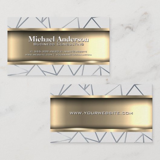 Metallic Gold Trim | Abstracte lijnen Visitekaartje (Voorkant / Achterkant)