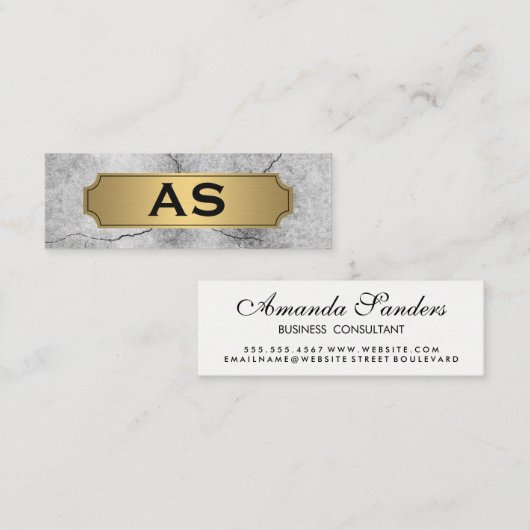 Metallic Gold Trim Cracked Background Mini Visitekaartje (Voorkant / Achterkant)