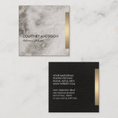 Metallic Gold Trim marmer en leder Vierkante Visitekaartje (Voorkant / Achterkant)