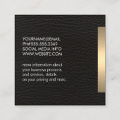 Metallic Gold Trim marmer en leder Vierkante Visitekaartje (Achterkant)