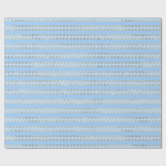 Metallic Gold Wave Blue onder het Zee thema Cadeaupapier (Vlak)