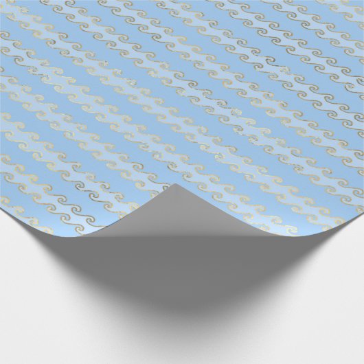 Metallic Gold Wave Blue onder het Zee thema Cadeaupapier (Hoek)