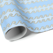 Metallic Gold Wave Blue onder het Zee thema Cadeaupapier (Rol Hoek)