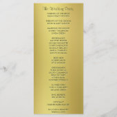 Metallic Gold Wedding Programma Programmakaart (Achterkant)