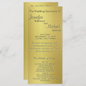Metallic Gold Wedding Programma Programmakaart (Voorkant / Achterkant)