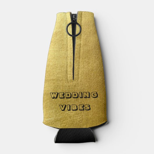 Metallic Gold Wedding Vibes Flesjeskoeler (Achterkant)