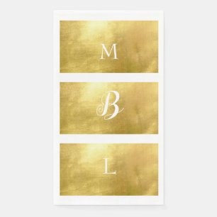 Metallic Gold & White Monogram Elegant Wedding Servet