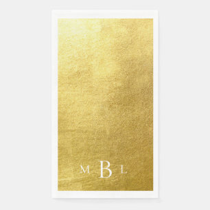 Metallic Gold White Monogram Wedding Servet