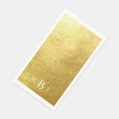 Metallic Gold White Monogram Wedding Servet (Hoek)
