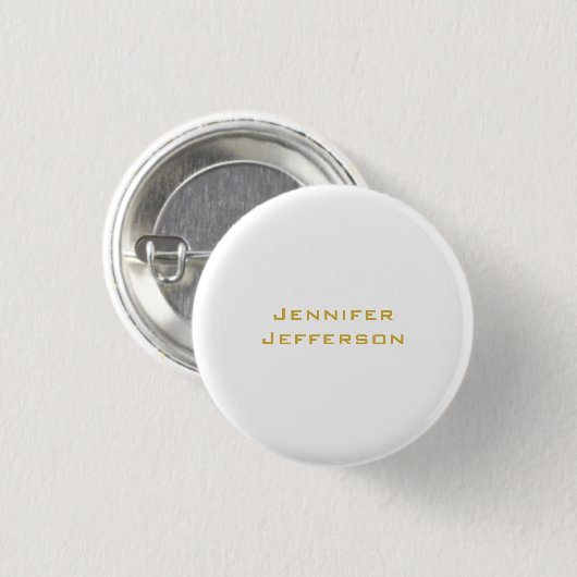 Metallic Gold & White Professional Modern Elegant Ronde Button 3,2 Cm (Voorkant /achterkant)