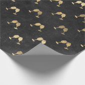 Metallic Gold Wine Glasses op zwarte lospagina Cadeaupapier (Hoek)