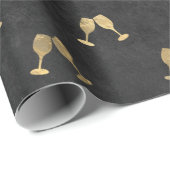 Metallic Gold Wine Glasses op zwarte lospagina Cadeaupapier (Rol Hoek)