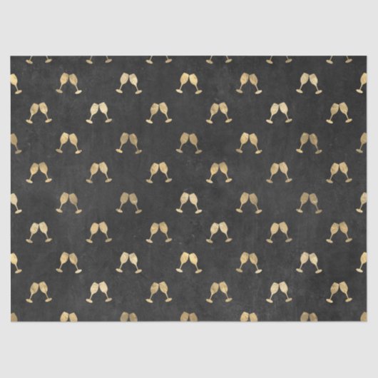 Metallic Gold Wine Glasses op zwarte lospagina Tissuepapier (Voorkant)