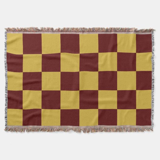 Metallic Gold with Maroon Square Style Deken (Voorkant)