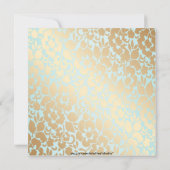 Metallic Golden Aqua Floral Baptism Invitation Kaart (Achterkant)