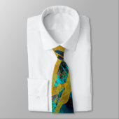 Metallic Golden Blue Textures Stropdas (Gebonden)