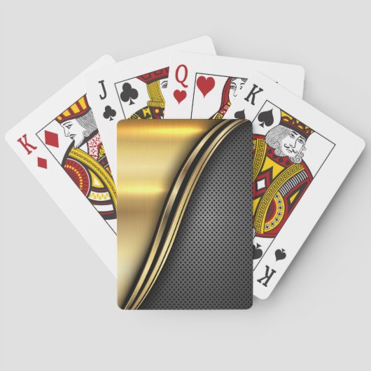 Metallic Golden Dark Wave Pokerkaarten (Achterkant)