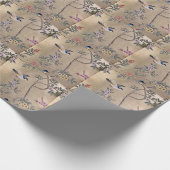 Metallic Golden Garden Chinoiserie met Song Birds Cadeaupapier (Hoek)