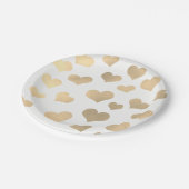Metallic Golden Hearts Confetti White Delicate Papieren Bordje (Gekanteld)