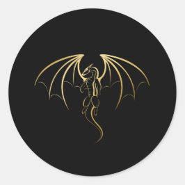 Metallic Golden Legendary Dragon Embleem Ronde Sticker