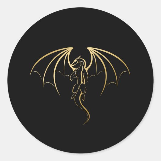 Metallic Golden Legendary Dragon Embleem Ronde Sticker (Voorkant)