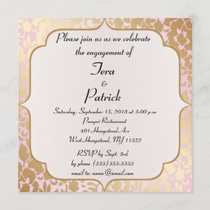 Metallic Golden Roos Pink Engagement Party nodigt Kaart