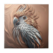 Metallic Golden Silver Embossed Cockatoo Parrot  Tegeltje (Voorkant)