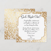 Metallic Golden White Floral Girls Night Out Kaart (Voorkant / Achterkant)