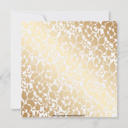 Metallic Golden White Floral Girls Night Out Kaart (Achterkant)