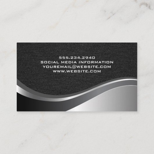 Metallic golf | Zwarte textuur Visitekaartje (Achterkant)