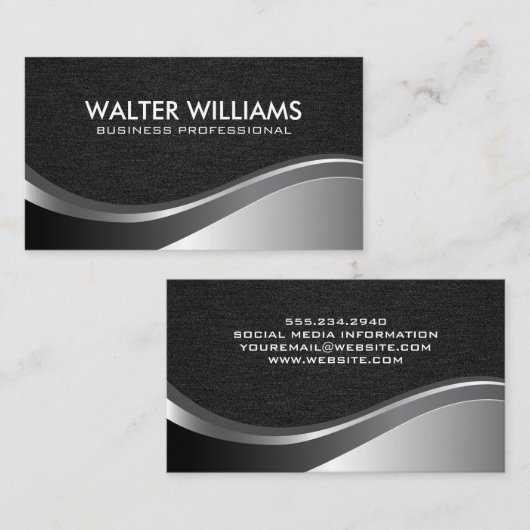 Metallic golf | Zwarte textuur Visitekaartje (Voorkant / Achterkant)