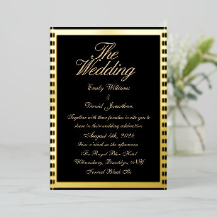 Metallic goud donkere bruiloft folie uitnodiging